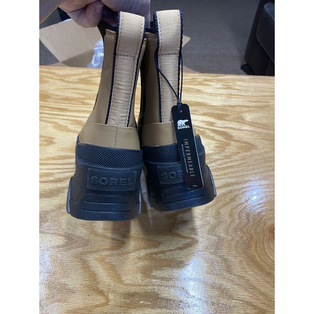 Sorel Brex Chelsea Boots Women 9 Beige Leather Pull On Waterproof LL6060-253 S49 - Picture 7 of 9